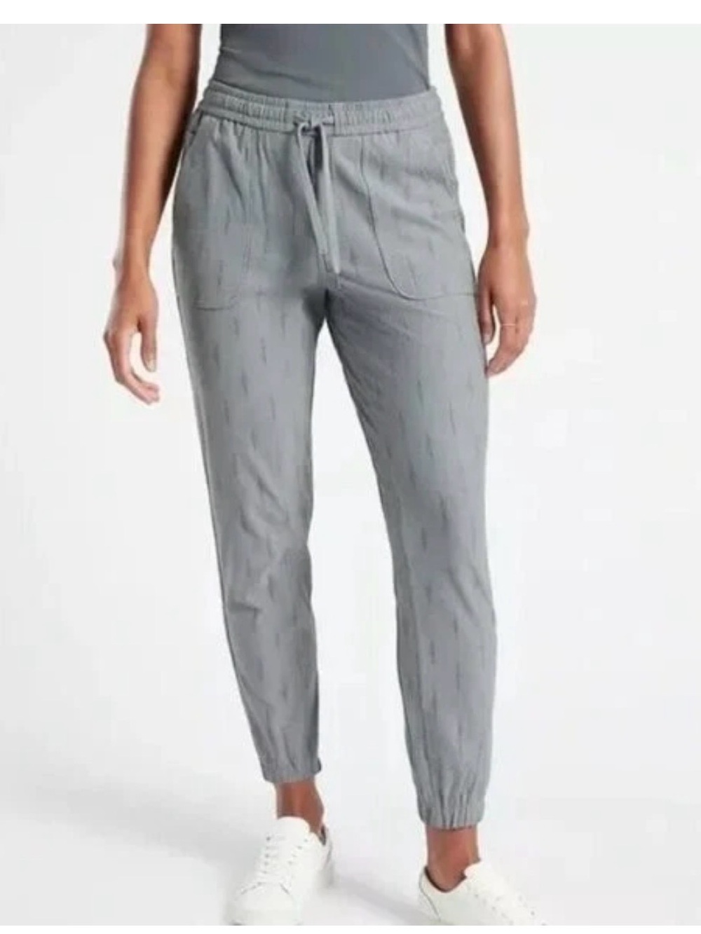 Athleta Farallon printed jogger pants in a gray Spliced Magic Metropolis